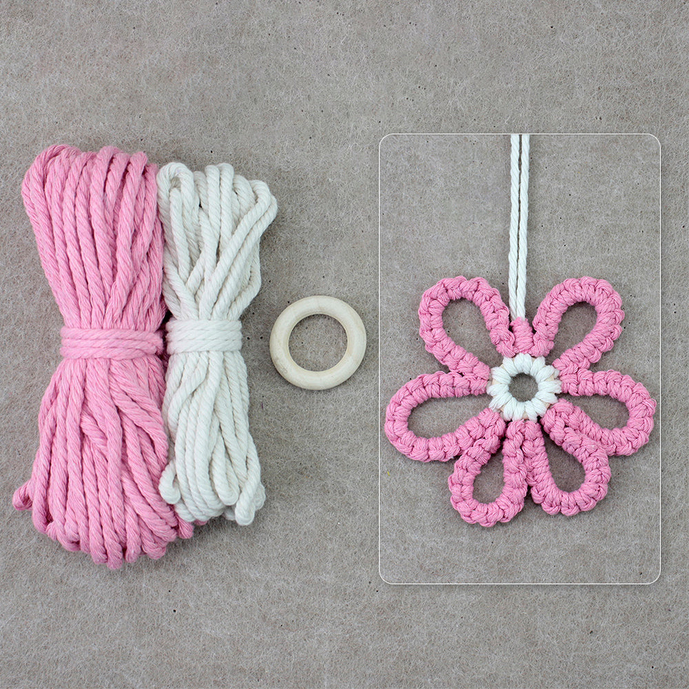 Six-Petal Flower Macrame DIY Kit - Polyester-Cotton Weaving Supplies with English Tutorial | Handmade Craft Set