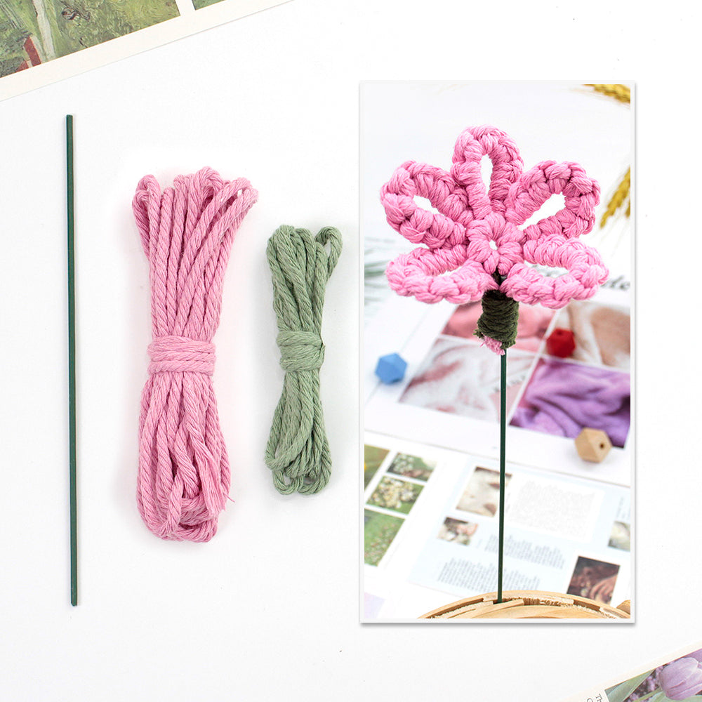 Handmade Flower Macrame DIY Kit - All-in-One Weaving Supplies with English Tutorial | Craft Set