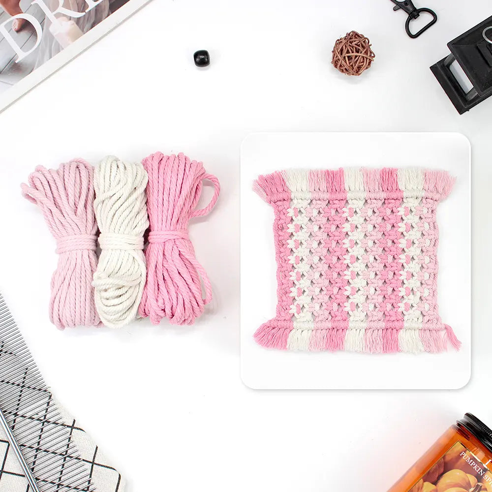 Macrame Kit for Beginners, Boho Square Coaster DIY Kit, Table Home Decor Gift