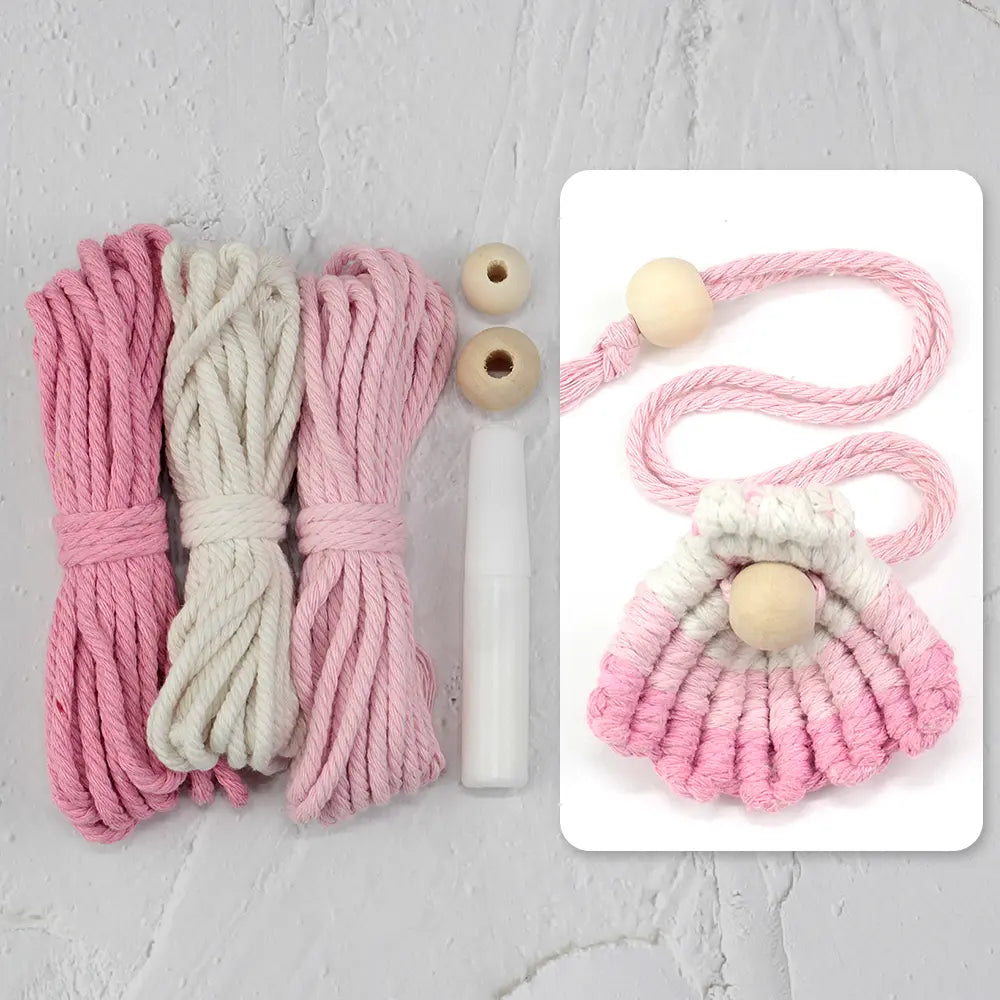 Macrame Kit for Beginners, Boho Shell Bookmark DIY Craft Kit, Vintage Ethnic Hand‑Woven Accessory Making Set