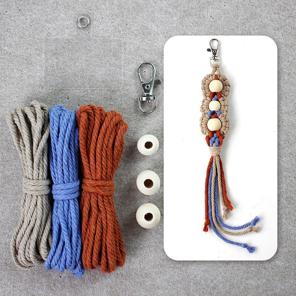 Wood Bead Fringe Keychain Weaving Kit Macrame Kit | Multi-Colors | Exquisite Design | Phone Pendant/Keychain | Beginner DIY Set