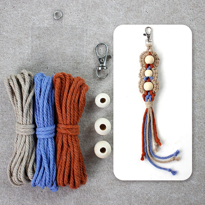 Wood Bead Fringe Keychain Weaving Kit Macrame Kit | Multi-Colors | Exquisite Design | Phone Pendant/Keychain | Beginner DIY Set