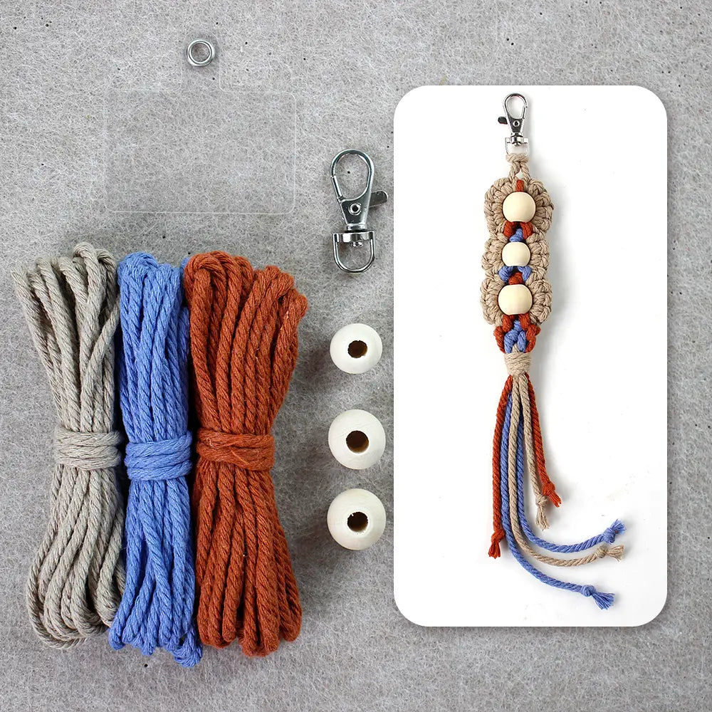 Macrame Kit for Beginners | DIY Wooden‑Bead Macrame Keychain Craft Kit