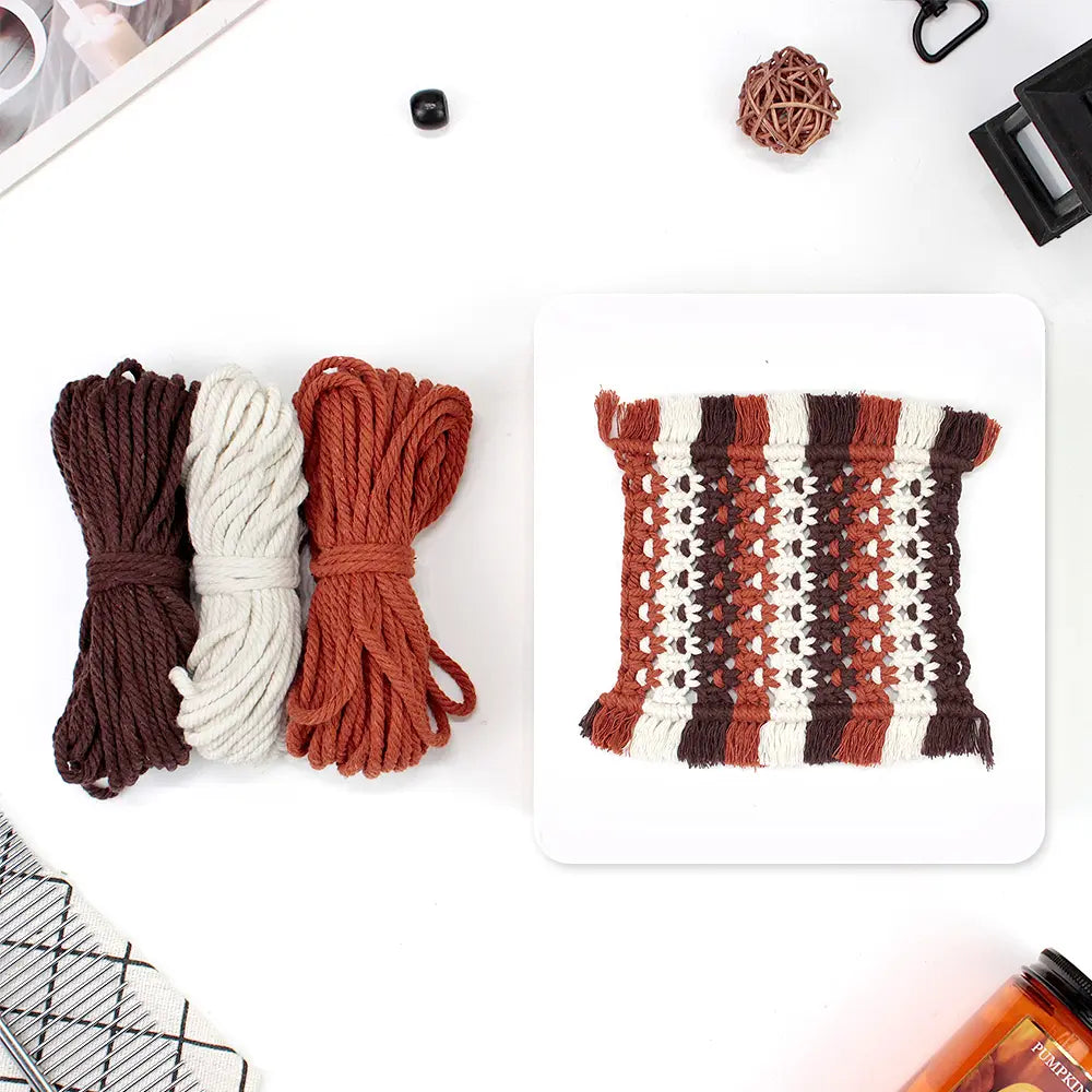 Macrame Kit for Beginners, Boho Square Coaster DIY Kit, Table Home Decor Gift