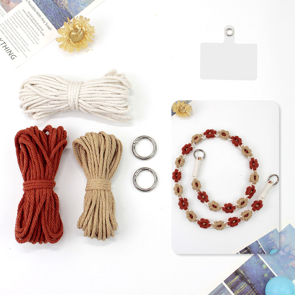 Macrame Kit Daisy Phone Lanyard Weaving Kit | Multi-Colors | Spaced-Color Daisy Pattern | Camera Lanyard/Anti-Lost Strap | Beginner-Friendly