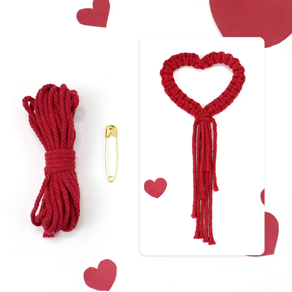 Macrame Kit for Beginners, Boho Heart Napkin Ring DIY Kit, Wedding Valentine Decor