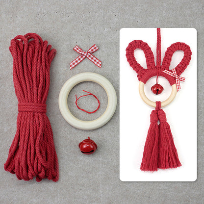 Macrame Kit Rabbit Ear Car Ornament Weaving Kit | Cute Rabbit | Animal Pendant | Beginner Weaving | Car Decoration | Handmade Gift