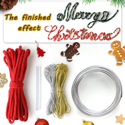 Wire "Christmas" Word Weaving Kit Macrame Kit | Gold/Silver Wire Accent | Holiday DIY Gift | Home Decor | Beginner-Friendly