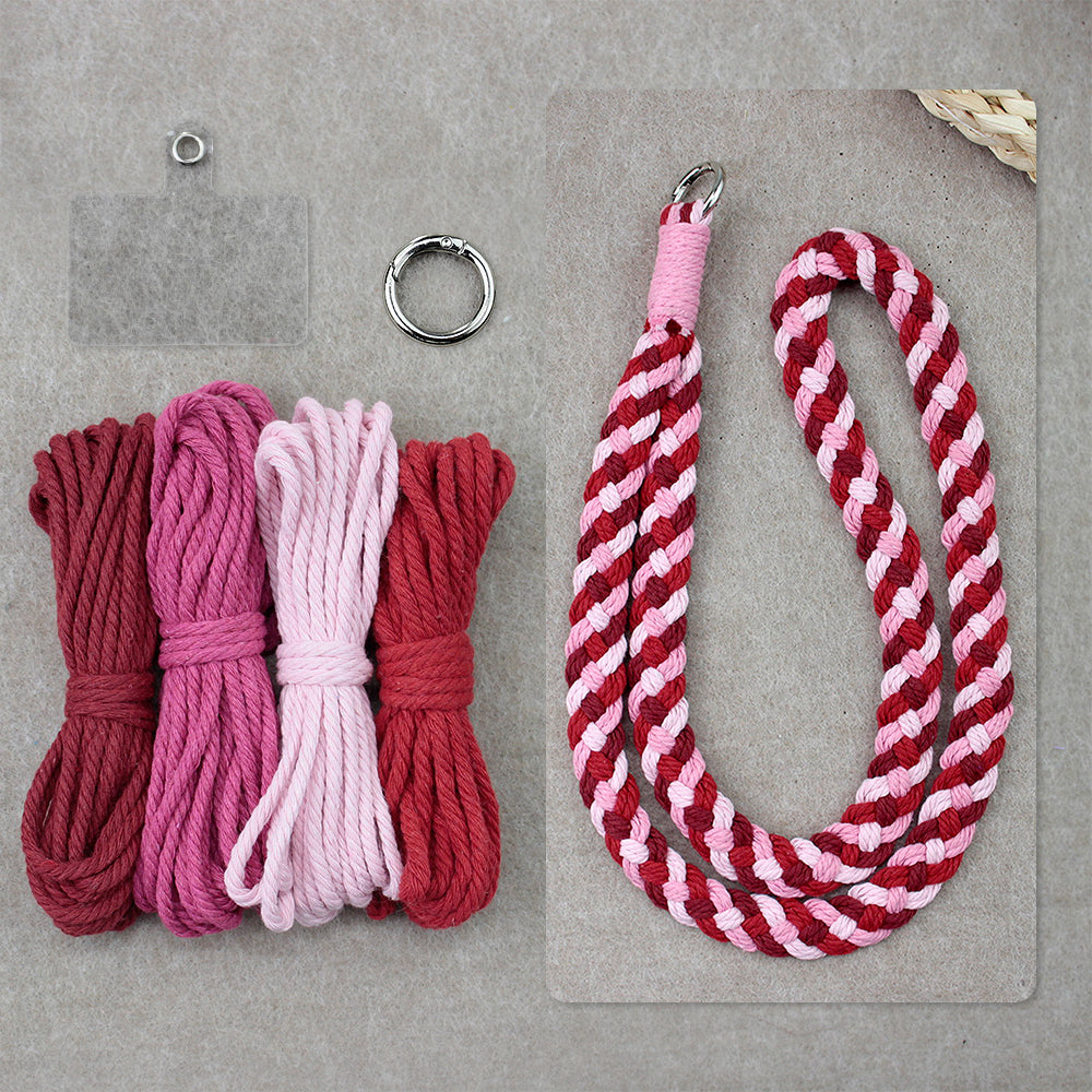 4-Strand Braid Lanyard/Keychain Weaving Kit Macrame Kit | Multi-Colors | Simple Elegant | Anti-Lost Strap/Bag Charm | Beginner DIY Set