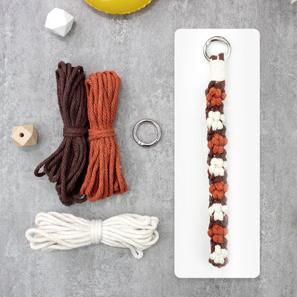 Macrame Kit Cute Cat Paw Wristband Keychain Weaving Kit | Multi-Colors | 2-Tone Pattern | Anti-Lost Strap/Bag Charm | Beginner-Friendly