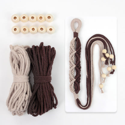 Macrame Kit Beaded Curtain Tieback Weaving Kit | Contrast Color Design | Wooden Bead Curtain Tieback | Curtain Organizer | Beginner Weaving