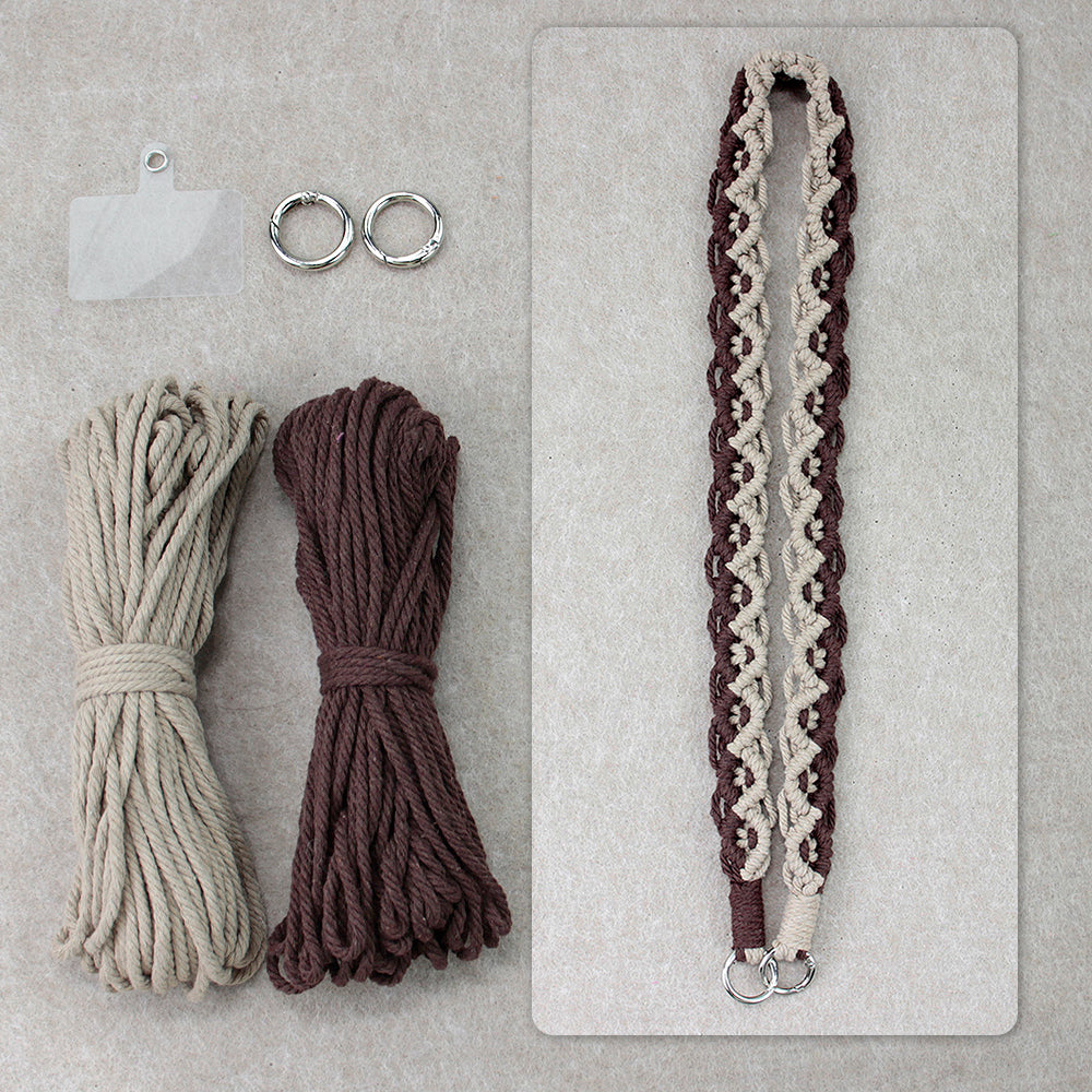 Macrame Kit Diagonal Curl Knot Phone Lanyard/Keychain Kit | Dopamine Contrast Colors | Camera Strap/Bag Strap | Beginner-Friendly