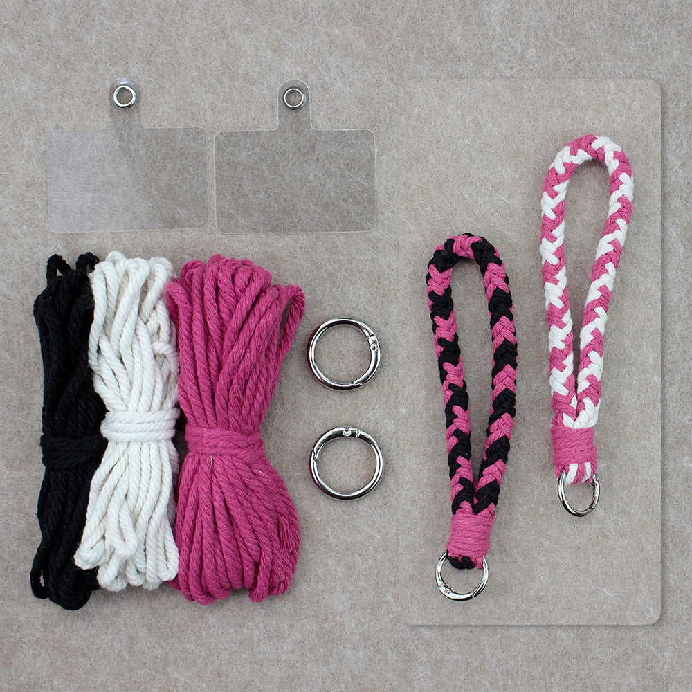 8-Strand Bracelet/Keychain Weaving Kit Macrame Kit | Multi-Contrast Colors | Phone Pendant/Bracelet | Beginner DIY Set