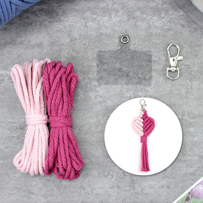 Macrame Keychain DIY Kit - Heart-Shaped Handmade Weaving Supplies with English Tutorial | Craft Set