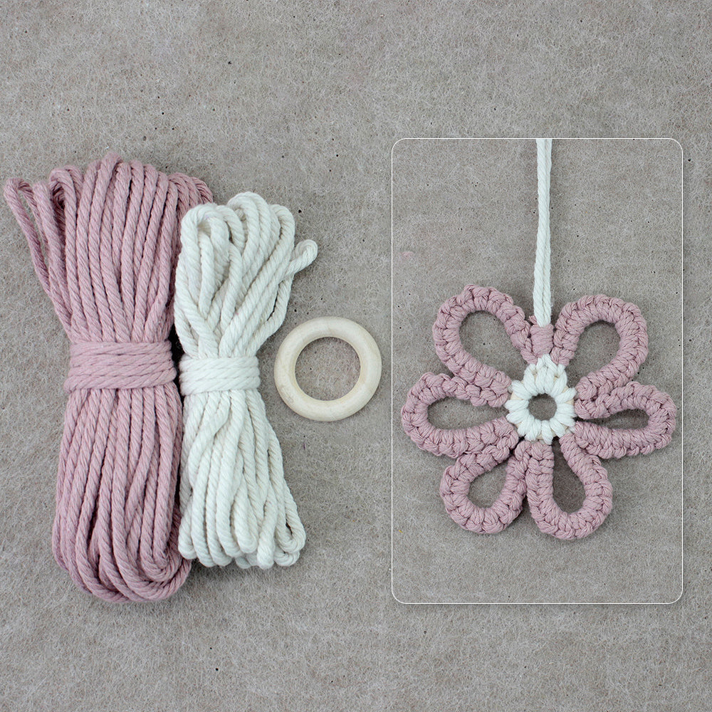 Six-Petal Flower Macrame DIY Kit - Polyester-Cotton Weaving Supplies with English Tutorial | Handmade Craft Set