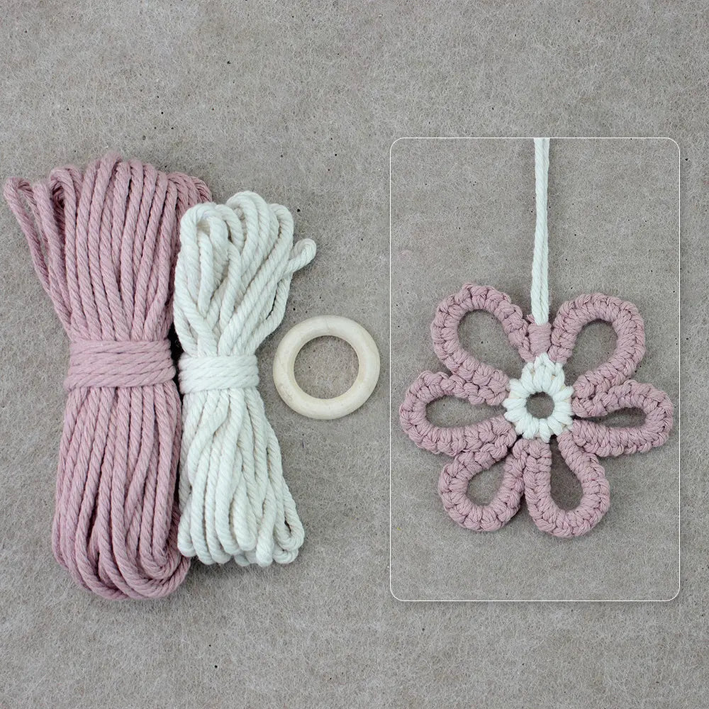 Macrame Kit for Beginners | DIY Six-Petal Flower Woven Ornament Kit
