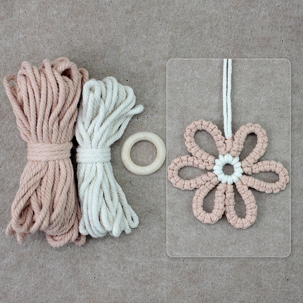 Six-Petal Flower Macrame DIY Kit - Polyester-Cotton Weaving Supplies with English Tutorial | Handmade Craft Set