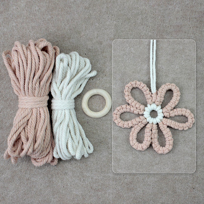 Six-Petal Flower Macrame DIY Kit - Polyester-Cotton Weaving Supplies with English Tutorial | Handmade Craft Set