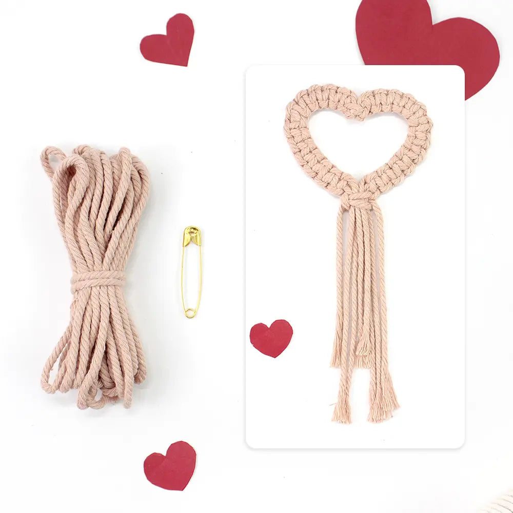 Macrame Kit for Beginners, Boho Heart Napkin Ring DIY Kit, Wedding Valentine Decor