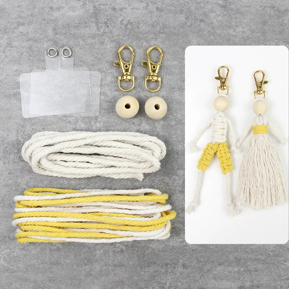 Macrame Kit for Beginners | DIY Boy & Girl Figure Macrame Keychain Craft Kit