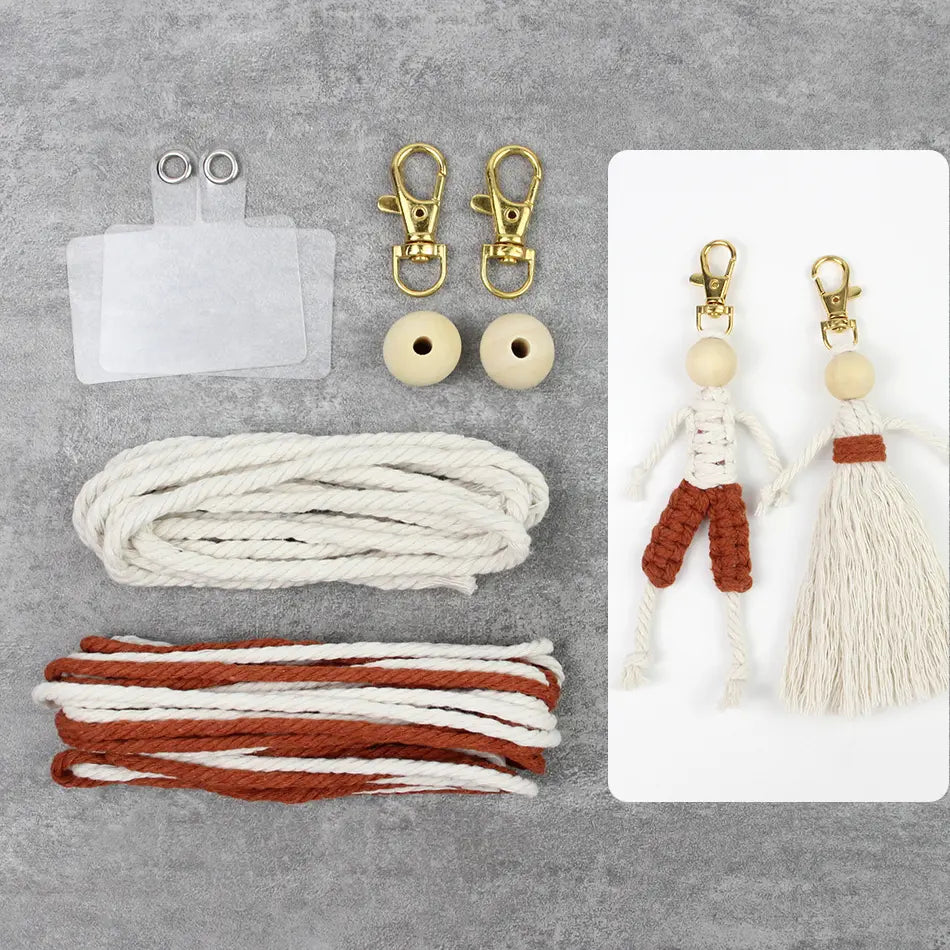 Macrame Kit for Beginners | DIY Boy & Girl Figure Macrame Keychain Craft Kit