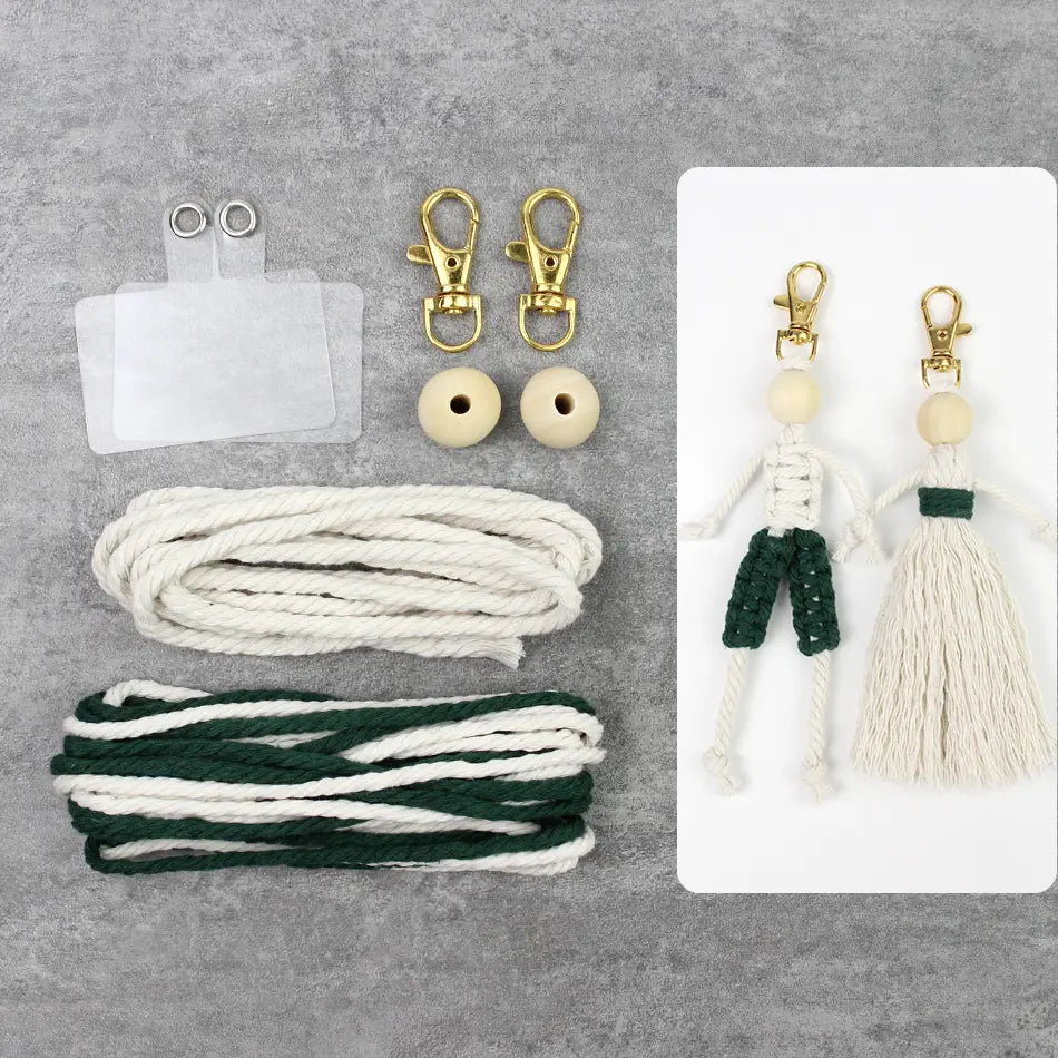 Macrame Kit for Beginners | DIY Boy & Girl Figure Macrame Keychain Craft Kit