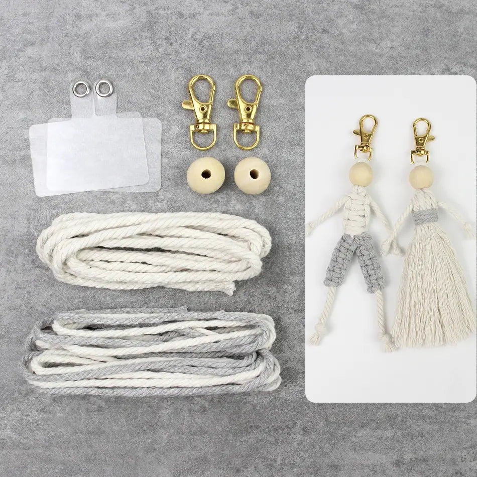 Macrame Kit for Beginners | DIY Boy & Girl Figure Macrame Keychain Craft Kit