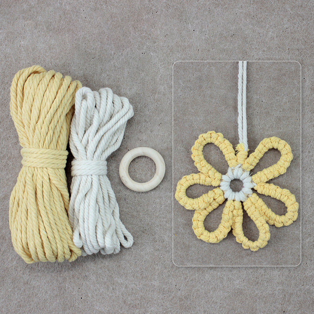 Six-Petal Flower Macrame DIY Kit - Polyester-Cotton Weaving Supplies with English Tutorial | Handmade Craft Set
