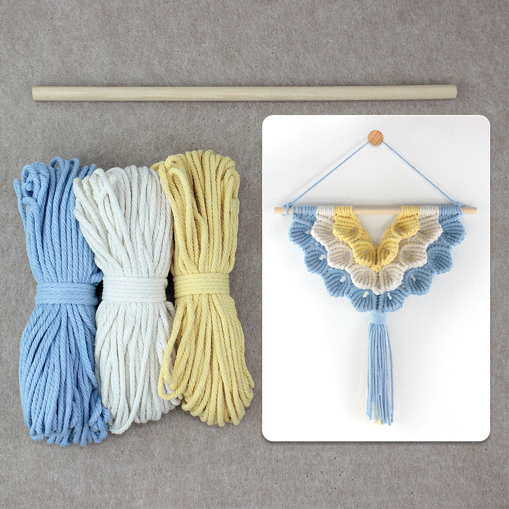 Macrame Kit Shell Tapestry Weaving Kit | 3-Color 3-Layer Gradient | Shell Links | Bedroom/Living Room Decor | Beginner-Friendly
