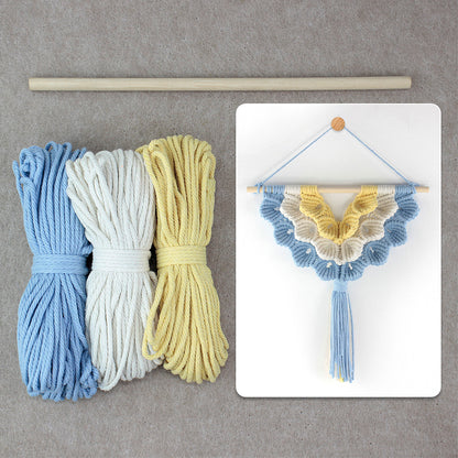 Macrame Kit Shell Tapestry Weaving Kit | 3-Color 3-Layer Gradient | Shell Links | Bedroom/Living Room Decor | Beginner-Friendly