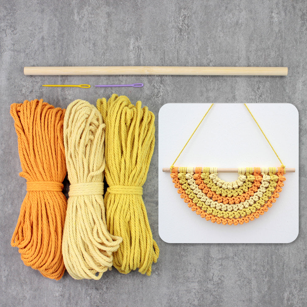 Macrame Kit Semicircle Tapestry Weaving Kit |  Design | Gradient/Contrast Option | Bedroom/Living Room Decor | Beginner-Friendly