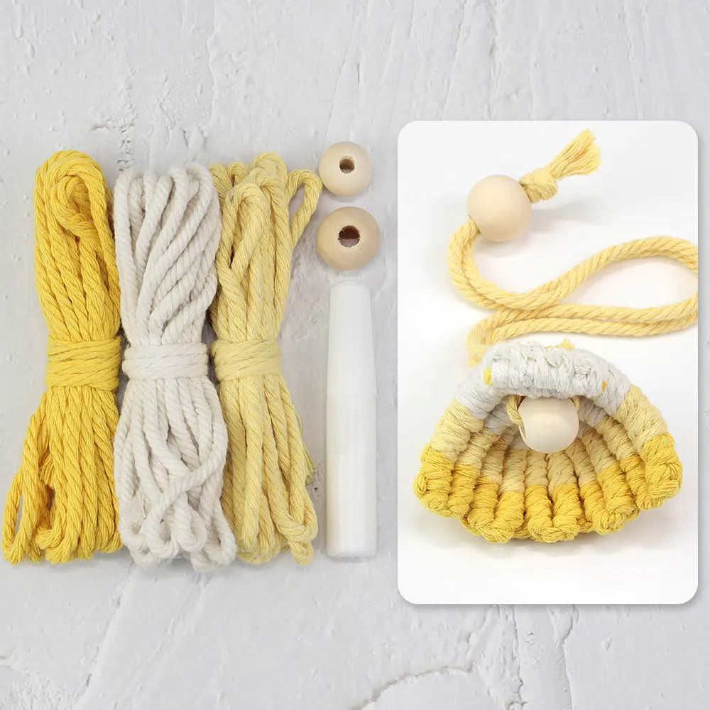 Macrame Kit for Beginners, Boho Shell Bookmark DIY Craft Kit, Vintage Ethnic Hand‑Woven Accessory Making Set