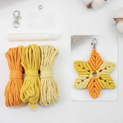 Hexagon Star Pendant Keychain Weaving Kit Macrame Kit | Multi-Colors | Simple & Elegant | Keychain/Decor | Beginner DIY Set