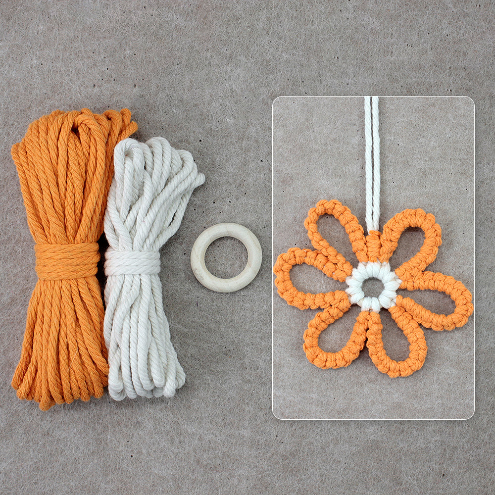 Six-Petal Flower Macrame DIY Kit - Polyester-Cotton Weaving Supplies with English Tutorial | Handmade Craft Set