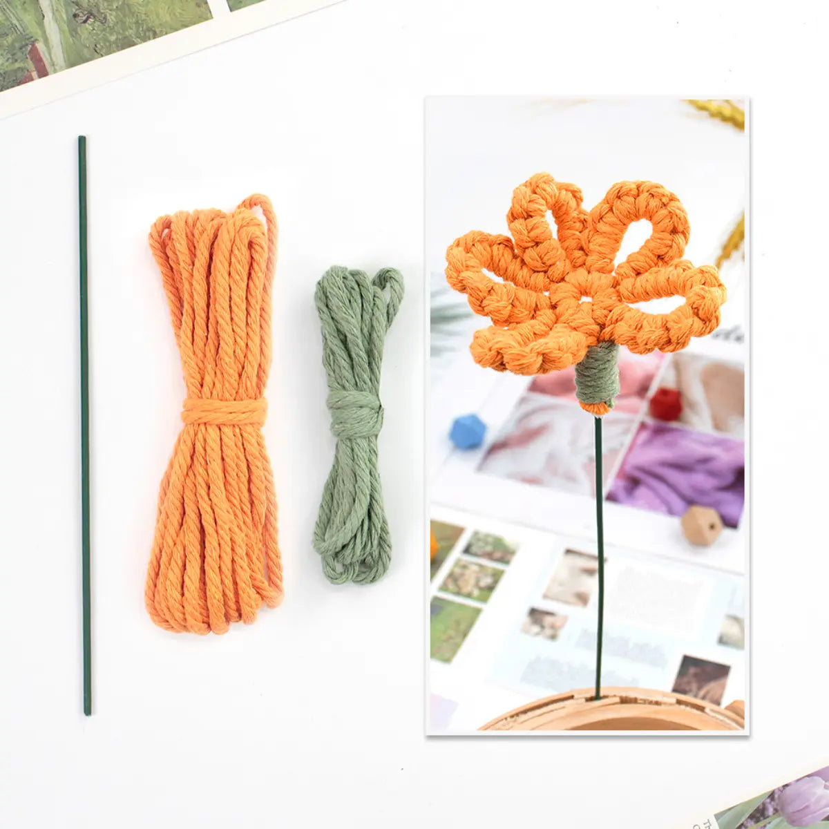 Macrame Kit for Beginners | Hand Woven Flower DIY Set with Weaving Tutorial