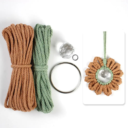 Macrame Kit for Beginners, Boho Flower Suncatcher DIY Kit, Vintage Valentine Car Decor