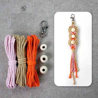 Wood Bead Fringe Keychain Weaving Kit Macrame Kit | Multi-Colors | Exquisite Design | Phone Pendant/Keychain | Beginner DIY Set