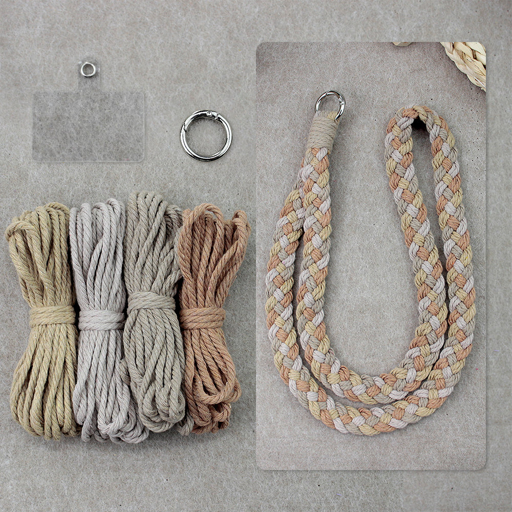 4-Strand Braid Lanyard/Keychain Weaving Kit Macrame Kit | Multi-Colors | Simple Elegant | Anti-Lost Strap/Bag Charm | Beginner DIY Set