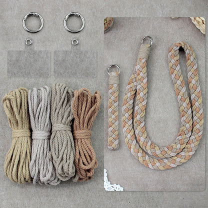 Macrame Kit 4-Strand Braid Keychain Combo Kit | Anti-Lost String/Bag Strap | English Tutorial | Beginner-Friendly | Handmade Gift