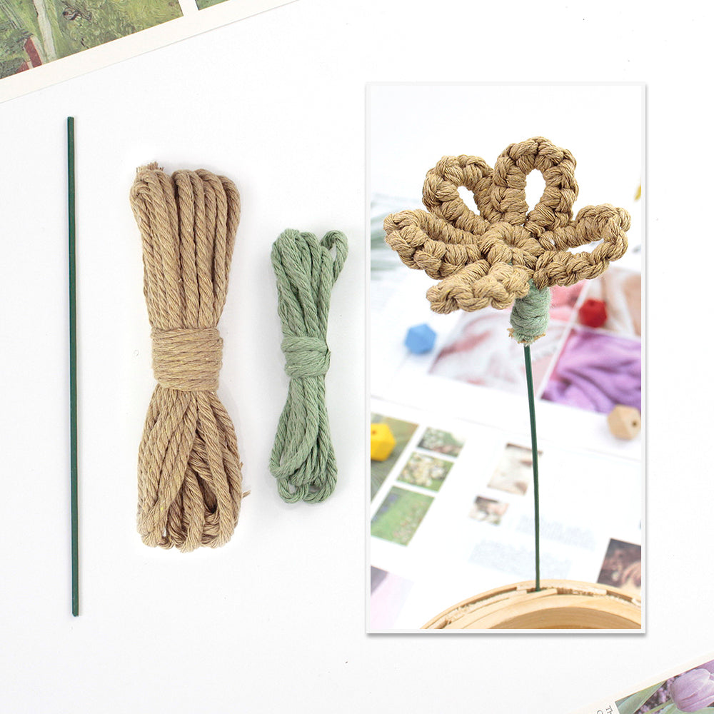 Handmade Flower Macrame DIY Kit - All-in-One Weaving Supplies with English Tutorial | Craft Set