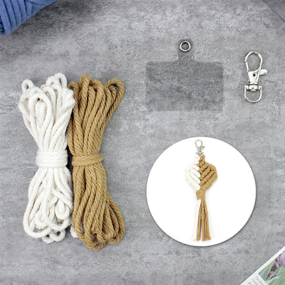 Macrame Keychain DIY Kit - Heart-Shaped Handmade Weaving Supplies with English Tutorial | Craft Set