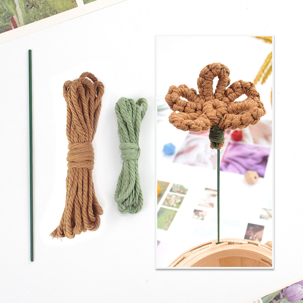 Handmade Flower Macrame DIY Kit - All-in-One Weaving Supplies with English Tutorial | Craft Set