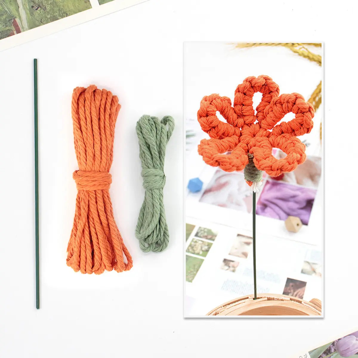 Macrame Kit for Beginners | Hand Woven Flower DIY Set with Weaving Tutorial