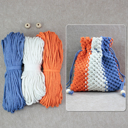 Macrame Kit Fortune Bag Storage Weaving Kit | 3-Color Patchwork | Drawstring Closure | Beginner-Friendly | Bead Accent | DIY Gift