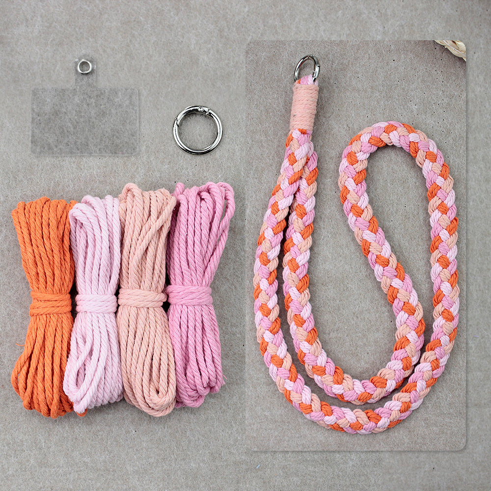 4-Strand Braid Lanyard/Keychain Weaving Kit Macrame Kit | Multi-Colors | Simple Elegant | Anti-Lost Strap/Bag Charm | Beginner DIY Set