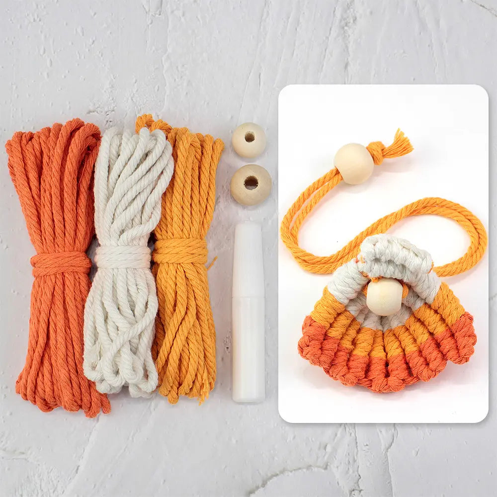 Macrame Kit for Beginners, Boho Shell Bookmark DIY Craft Kit, Vintage Ethnic Hand‑Woven Accessory Making Set
