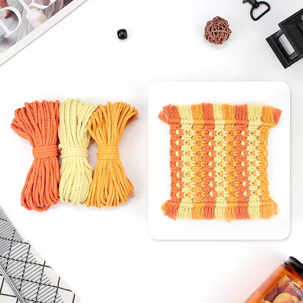 Macrame Kit for Beginners, Boho Square Coaster DIY Kit, Table Home Decor Gift